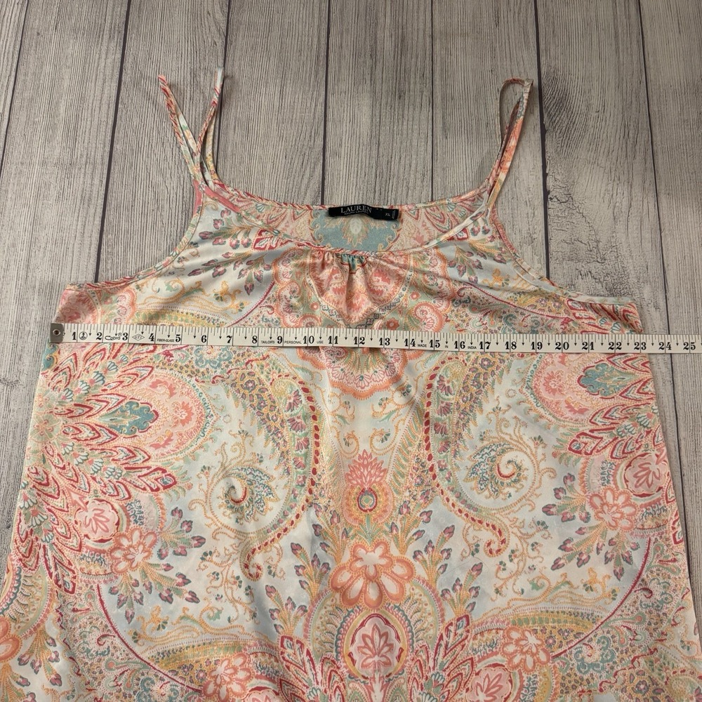 Lauren Ralph Lauren Sleepwear Paisley Satin Cami Nightgown XL Strappy Lingerie - Picture 4 of 8